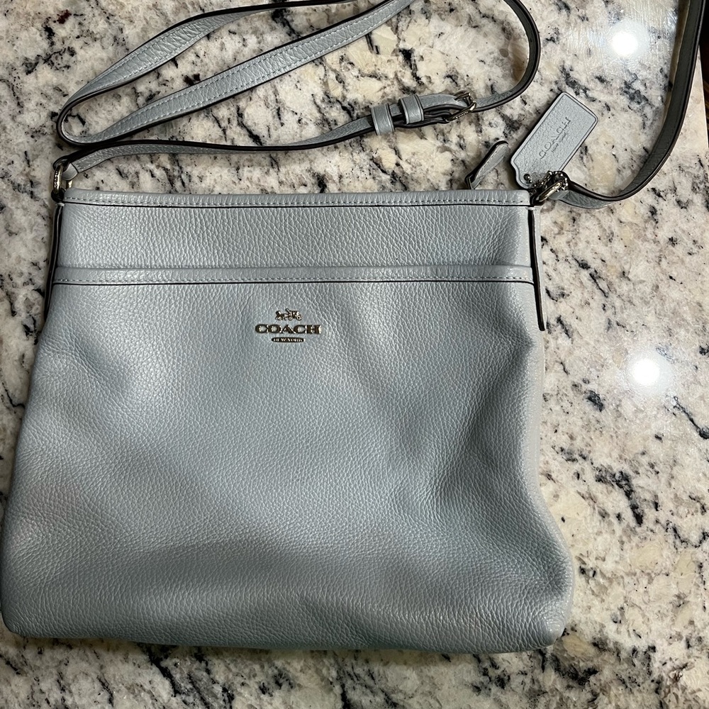 Coach Messenger Cross Body purse. Baby blue color.